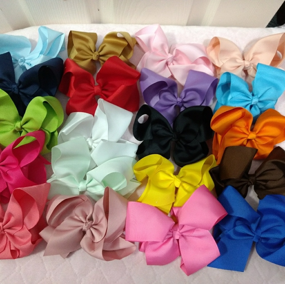 20 pcs ribbon hair bows 6 inches